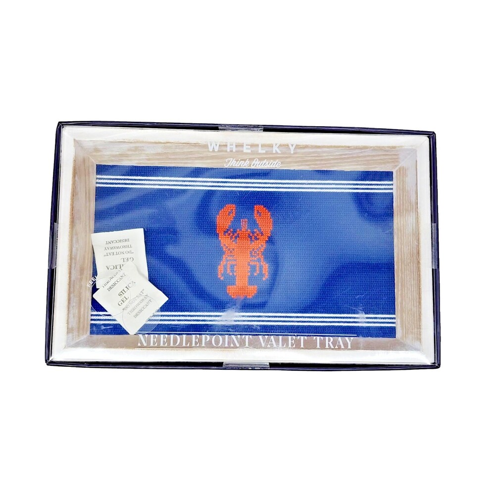 Eastwood Pines Needlepoint Wooden Valet Tray Lobster Motif Brand New Sealed